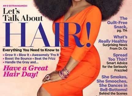 Getting Wiggy With it: Top TV Show Host Wears 3lbs Giant Afro Wig for September Issue Getting Wiggy With it: Top TV Show Host Wears 3lbs Giant Afro Wig for September Issue