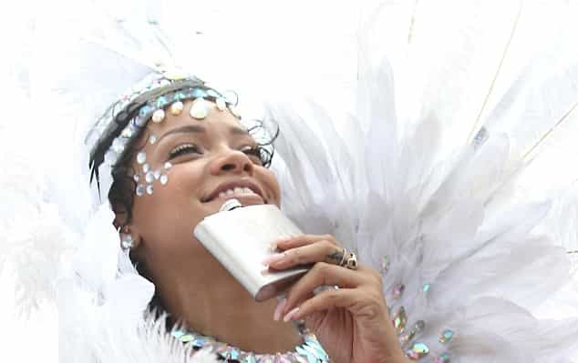 Bejeweled: Singer Dazzles Spectators in Revealing Sparkly Bikini at Barbados Carnival Bejeweled: Singer Dazzles Spectators in Revealing Sparkly Bikini at Barbados Carnival