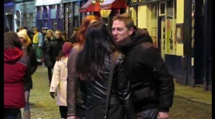 VIDEO – Everyone Loves A Chancer, Irish Guy Tries To Get Some New Year’s Kisses From Tourists
