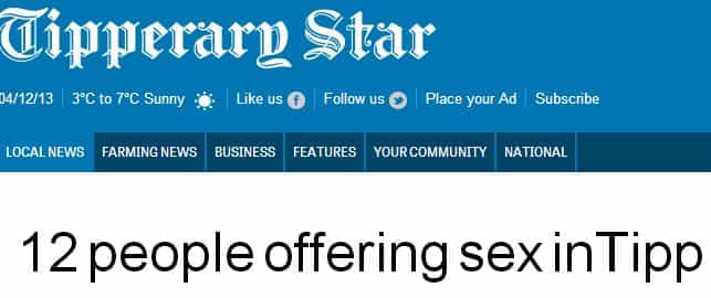 PICTURE – Rough Ride, No Sex In Tipperary According To This Particular Headline