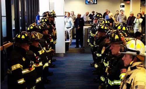 PICTURE – Boston Firefighters Wait In Airport For Family Of Their Fallen Comrade
