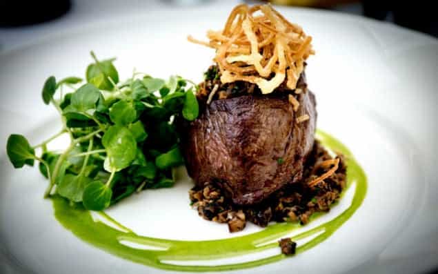 Recipe: Pan Roast Fillet of Beef, Crispy Shallot Rings, Mushroom Duxelle And Green Peppercorn Sauce Recipe: Pan Roast Fillet of Beef, Crispy Shallot Rings, Mushroom Duxelle And Green Peppercorn Sauce