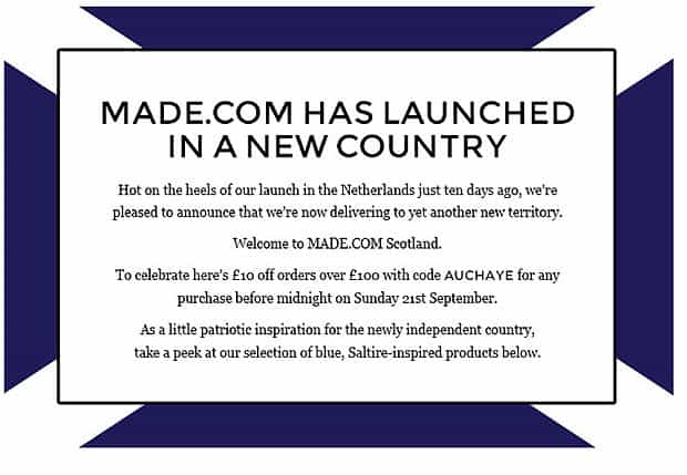 Oops! Furniture Retailer Announces Wrong Result in Scottish Referendum