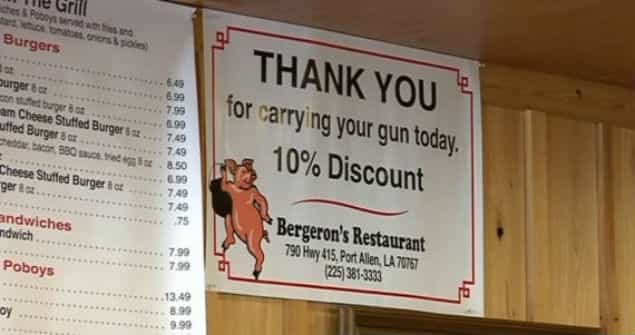 This Restaurant Offers A 10% Discount If You Carry A Gun