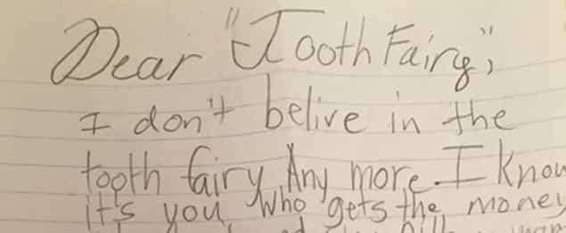 “I Know It’s You Who Gets The Money”: Nine-Year-Old Pens Accusing Letter to The Tooth Fairy “I Know It’s You Who Gets The Money”: Nine-Year-Old Pens Accusing Letter to The Tooth Fairy