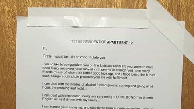Irate Resident Posts Angry But Witty Note on Neighbour’s Door Irate Resident Posts Angry But Witty Note on Neighbour’s Door