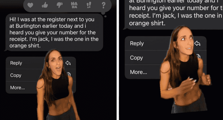 Woman horrified when man texts her after overhearing her say her number