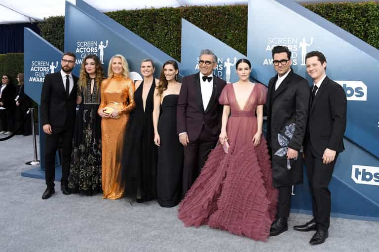 Cast members of Schitt’s Creek reunite for Sarah Levy’s wedding