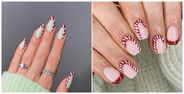 Candy cane tip nails are trending – and they are just perfectly festive