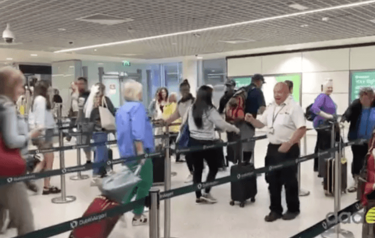 Peppy Dublin Airport worker goes viral for keeping security queue entertained