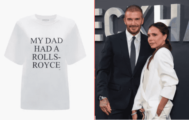 Victoria Beckham launches €130 t-shirt saying ‘My dad had a Rolls Royce’ after working class claims