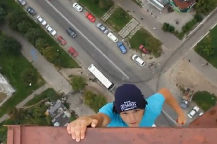 Whatever You Do, Don’t Look Down! Young Man Performs Super-Dangerous Stunt on a Crane