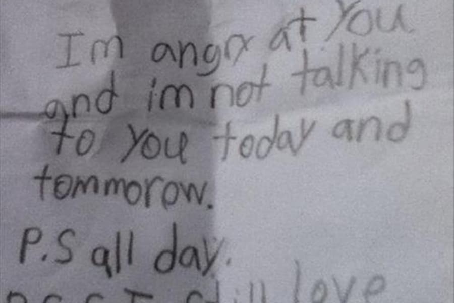 “I’m Not Talking To You Today & Tomorrow!” Little Girl’s Hilarious Note To Her Parent Goes Viral