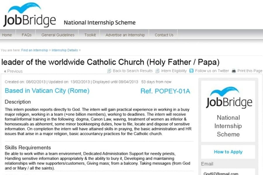 Looking For Work? JobBridge Has An Interesting Internship On Offer…