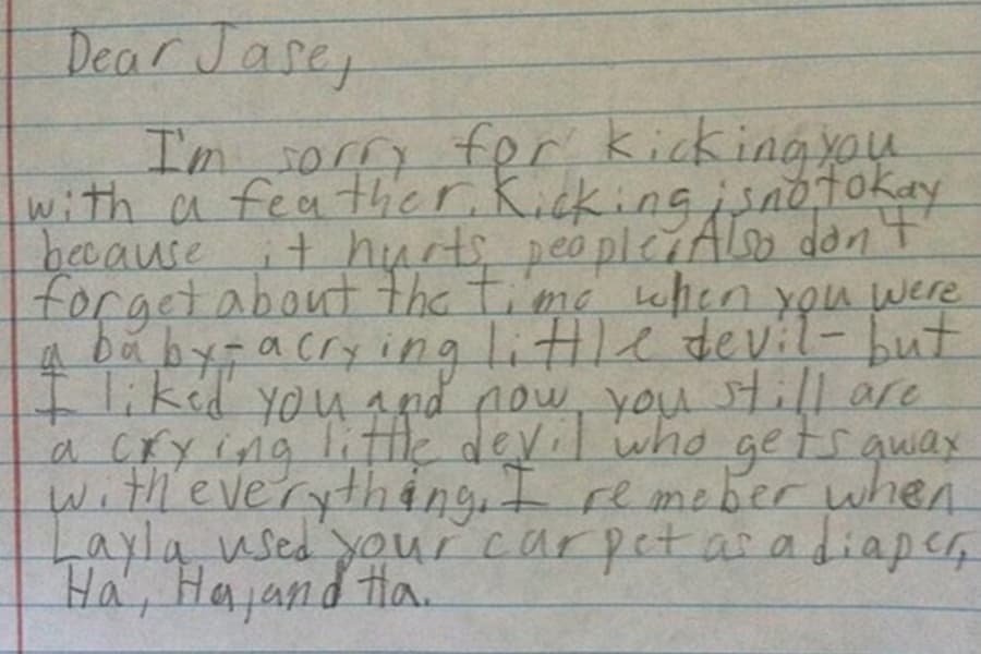How Not To Apologise: Little Boy Lands Himself In More Trouble After Writing This Hilarious ‘Sorry’ Letter