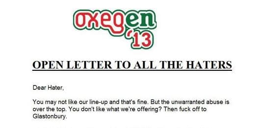 PICTURE: An Open Letter To All The Haters From Oxegen