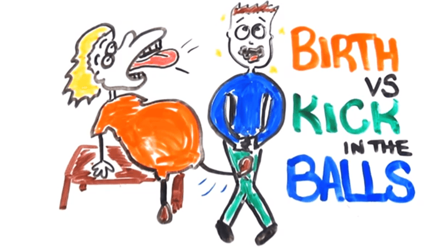 VIDEO: Humanity’s Biggest Question Ever Answered: Which Hurts More, Childbirth Or Getting Kicked In The Balls?