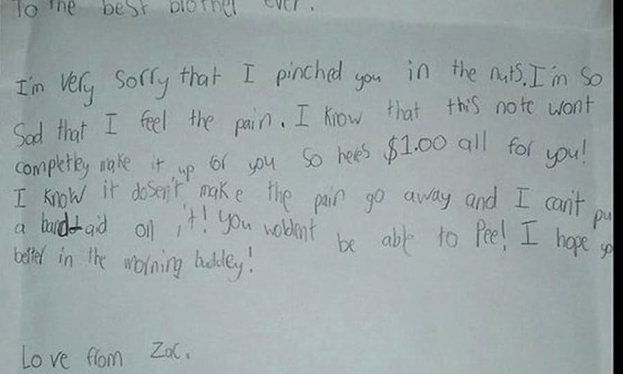 “I Hope You Feel Better In The Morning Buddy!” Letter Of Apology From Older Brother To His Younger Sibling Goes Viral