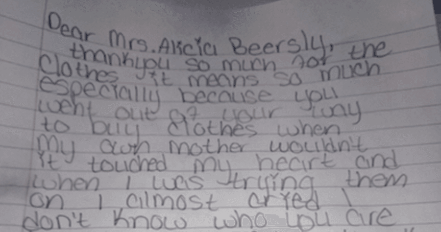 “You Went Out Of Your Way To Buy Clothes When My Own Mother Wouldn’t” – Girl’s Heartbreaking Thank You Note