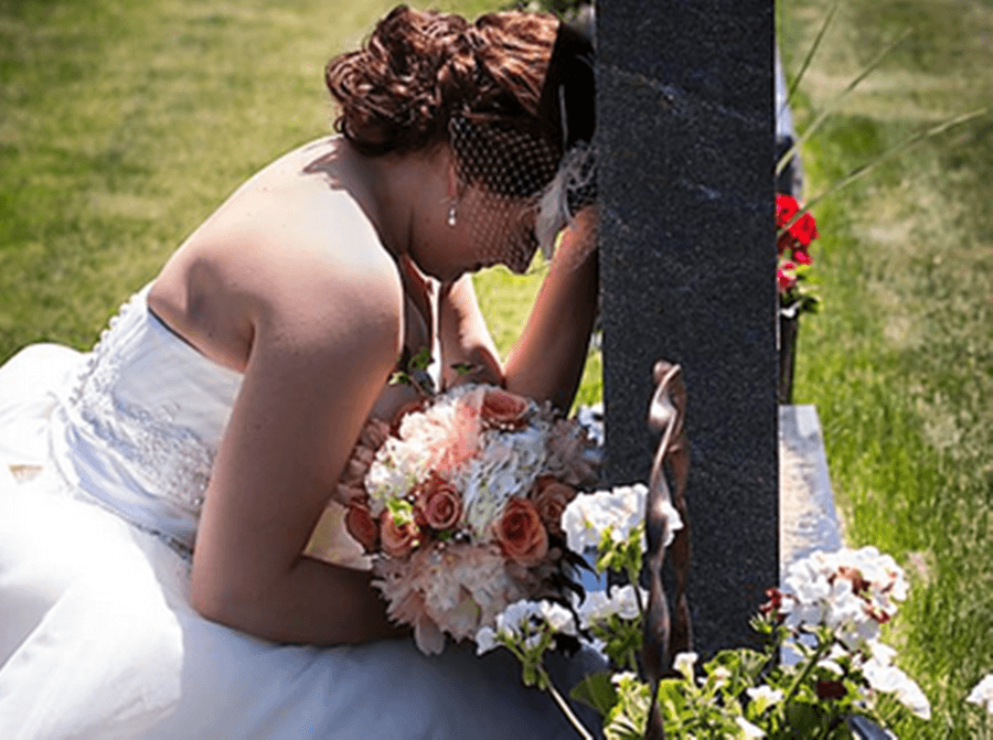 “She Just Fell”: Bride Visits Father’s Gravestone On Wedding Day