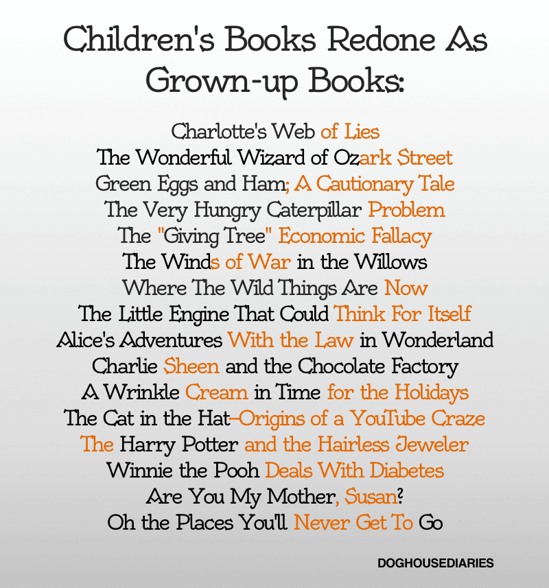 Charlie Sheen and The Chocolate Factory – 16 Children’s Classics Renamed For Adults