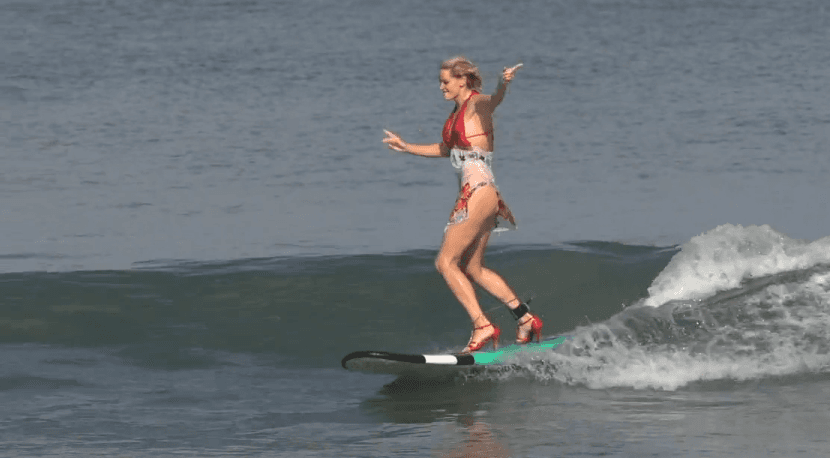 Doing it in Style: Women Head Out Surfing in High Heels
