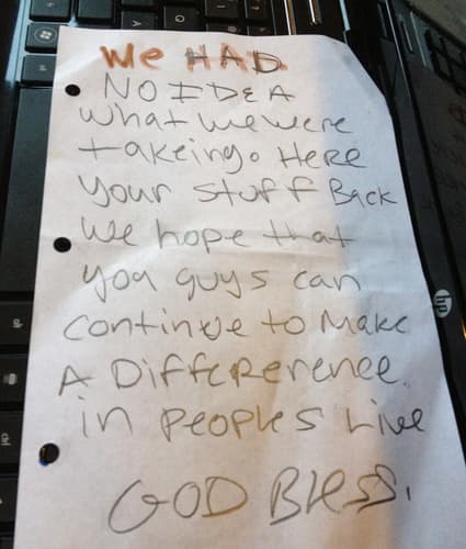 Guilty Conscience: Thieves Return Stolen Goods To Group That Help Victims Of Sexual Assault