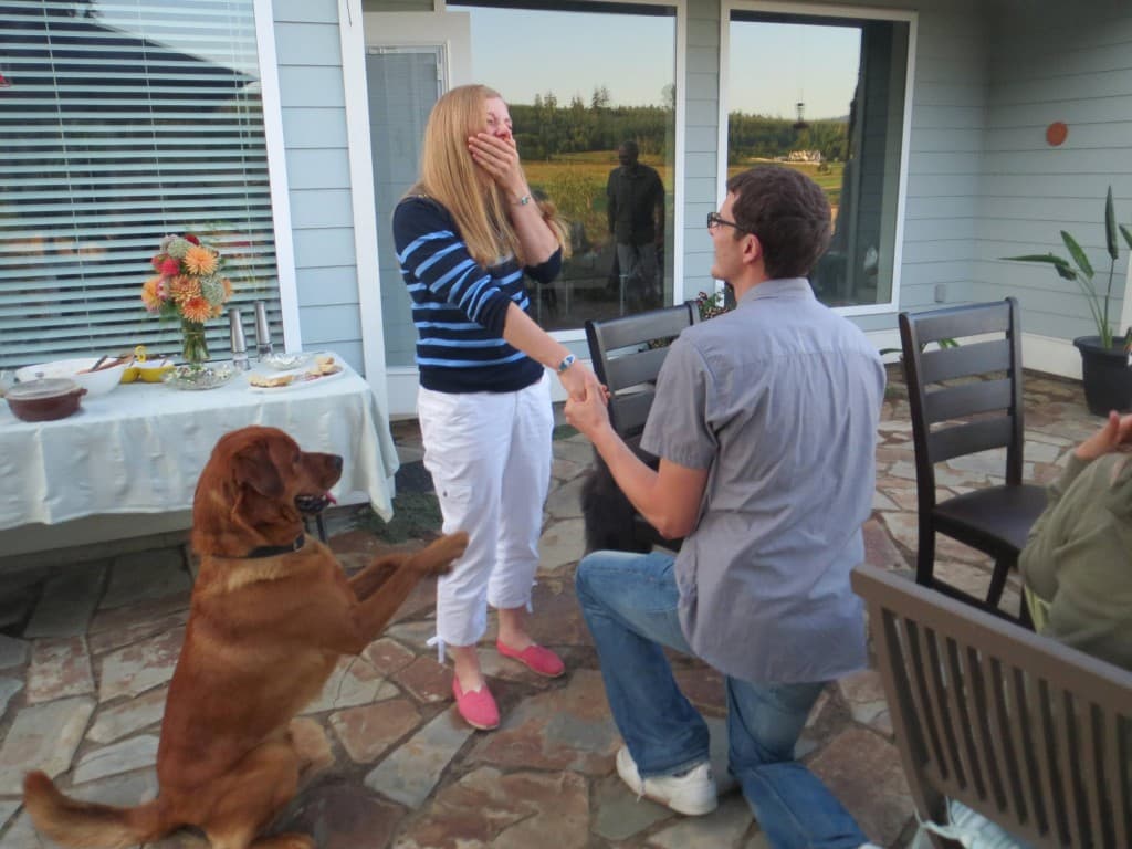 PIC: Man Proposes To Girlfriend, His Dog Is Delighted
