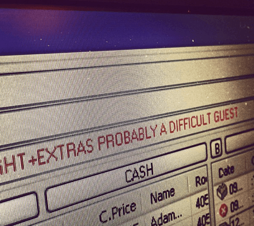 PICTURE: Celeb Visits Dublin Hotel; Sees THIS Note on the Hotel Computer