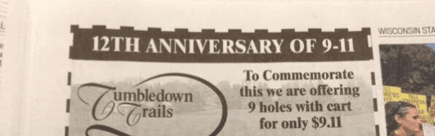 PICTURE: Golf Course’s 9/11 Themed Promotional Offer Sparks Outrage