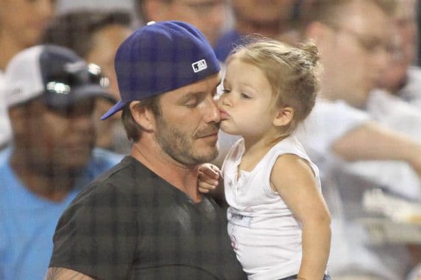 So Adorable! David Beckham Spotted With Harper At LA Hockey Game