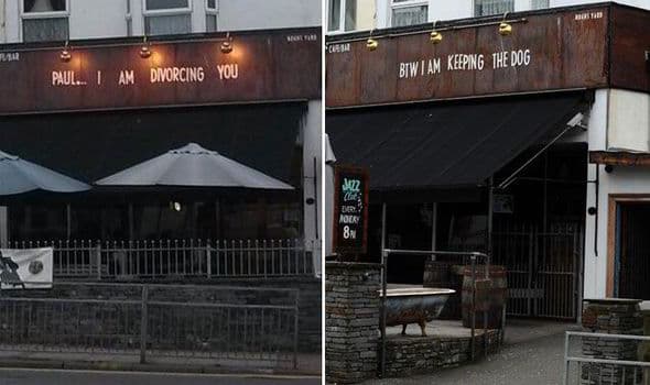PICTURE – Now This Is How You Serve Divorce Papers, Woman Leaves Sign Outside Bar To Tell Her Husband Marriage Is Over