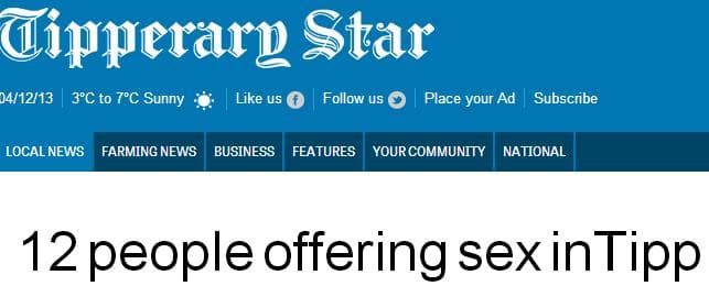 PICTURE – Rough Ride, No Sex In Tipperary According To This Particular Headline