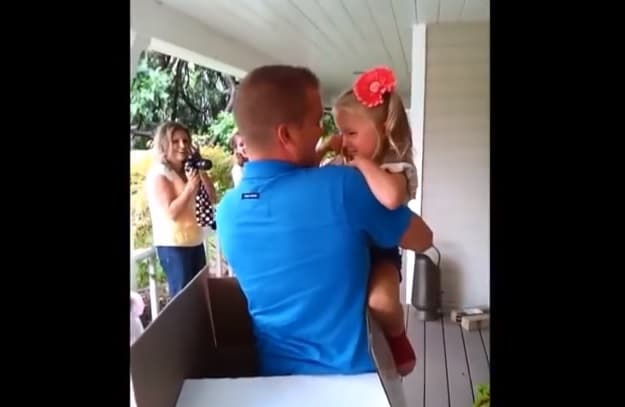 WATCH: Little Girl’s Reaction At Finding Her Dad In A Giant Present Is Just So Cute