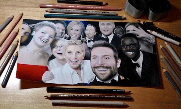 Artist Draws THAT Oscars Selfie And It Looks Exactly Like The Real Thing