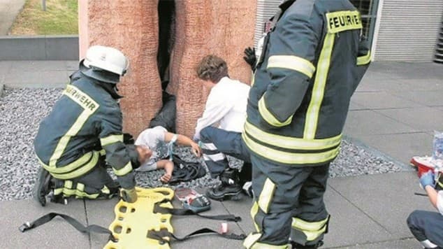 PIC: Student Gets Stuck In Giant Vagina Sculpture – Needs Rescuing By The Fire Service