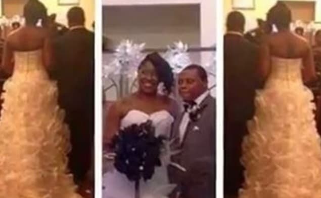 Bride Defends Decision To Secure Baby Daughter To Wedding Dress
