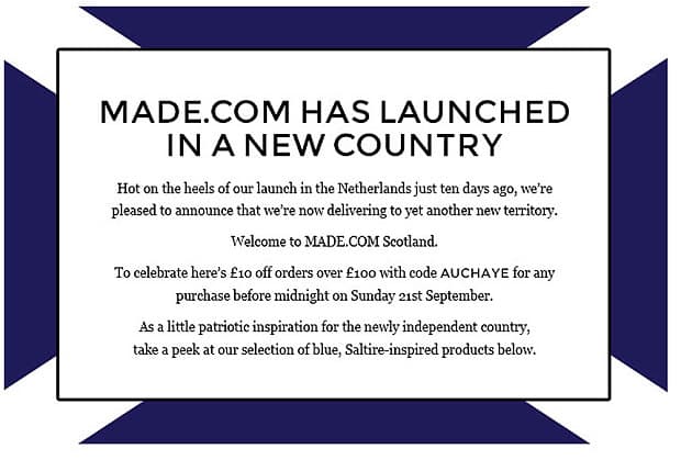 Oops! Furniture Retailer Announces Wrong Result in Scottish Referendum