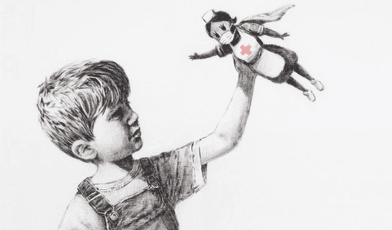 Banksy’s Covid painting for NHS charity sells for £14.4m Banksy’s Covid painting for NHS charity sells for £14.4m