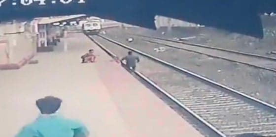 WATCH: Heroic Indian rail worker saves child from tracks as train approaches WATCH: Heroic Indian rail worker saves child from tracks as train approaches
