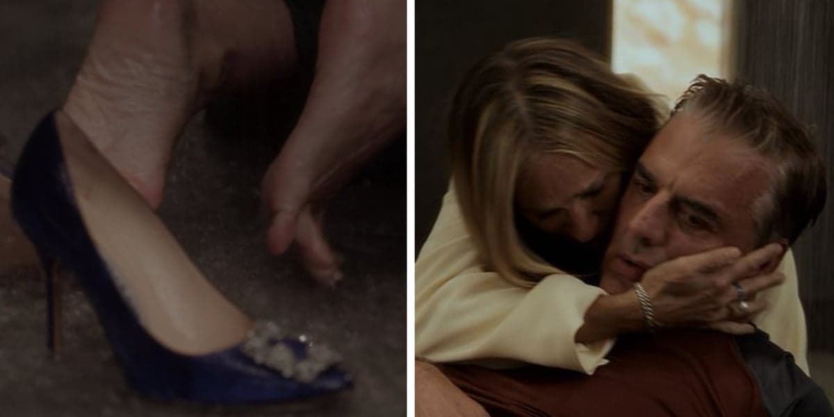 Yes, Carrie was wearing the Manolos during that death scene
