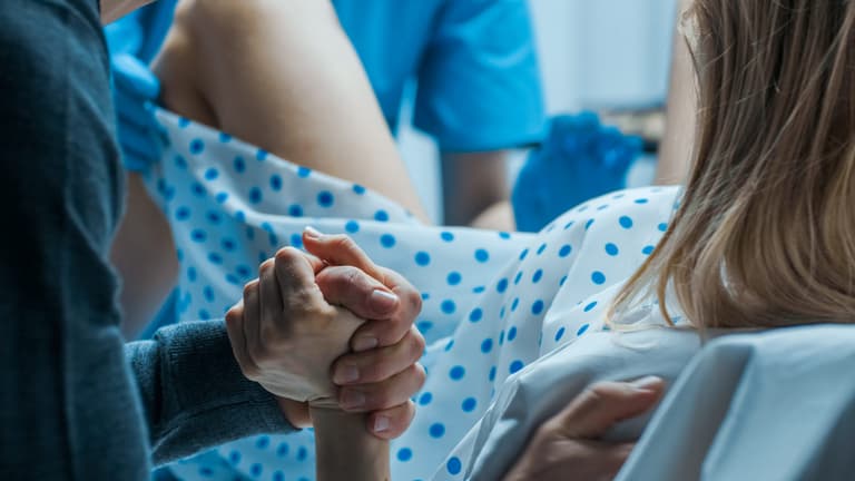 Woman pushes so hard during birth her eye starts swelling