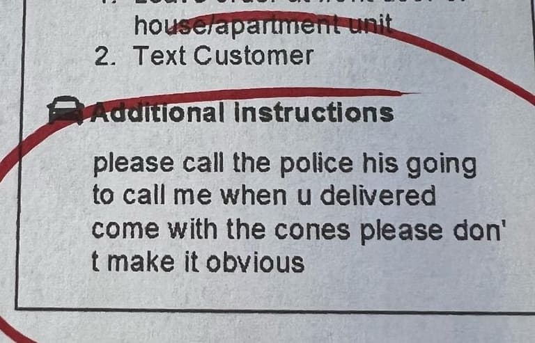 Woman saved from hostage situation after leaving note on food delivery order Woman saved from hostage situation after leaving note on food delivery order
