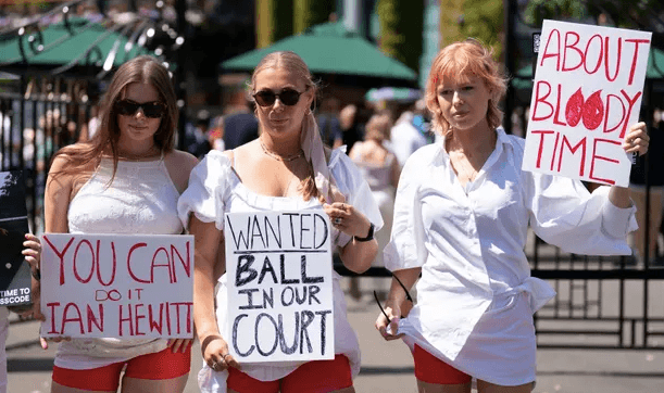 Drop all-white dress code at Wimbledon for players who are menstruating, urge protestors