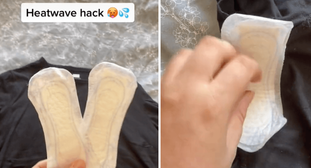 TikToker shows how to avoid sweat stains by using pantyliners