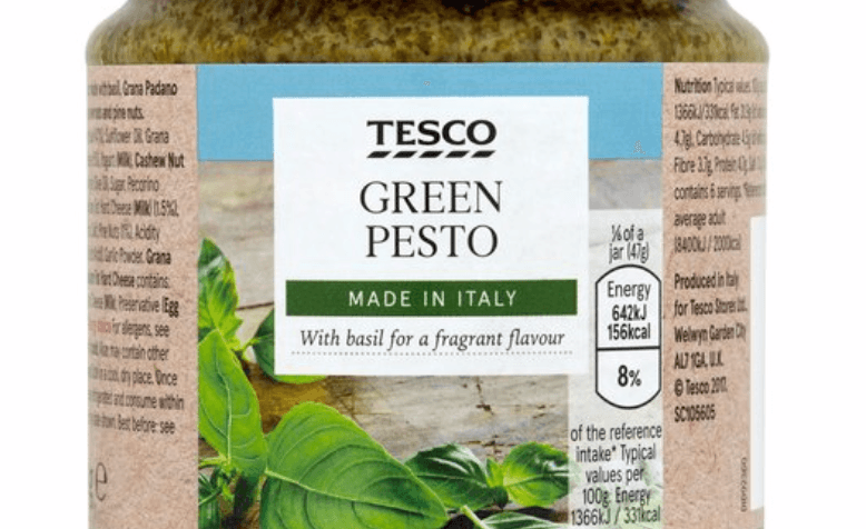 Tesco recall a batch of their pesto products due to allergen issues