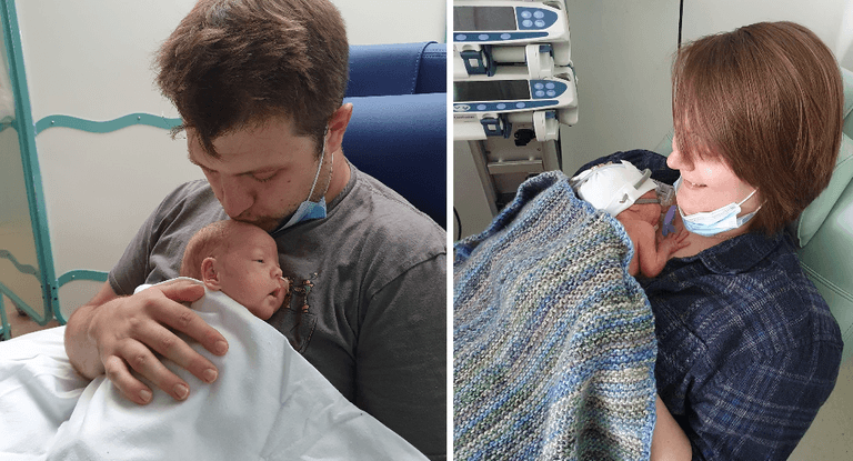 Tiny baby born at 2lb 6oz hailed a “little fighter” as he survives against all odds