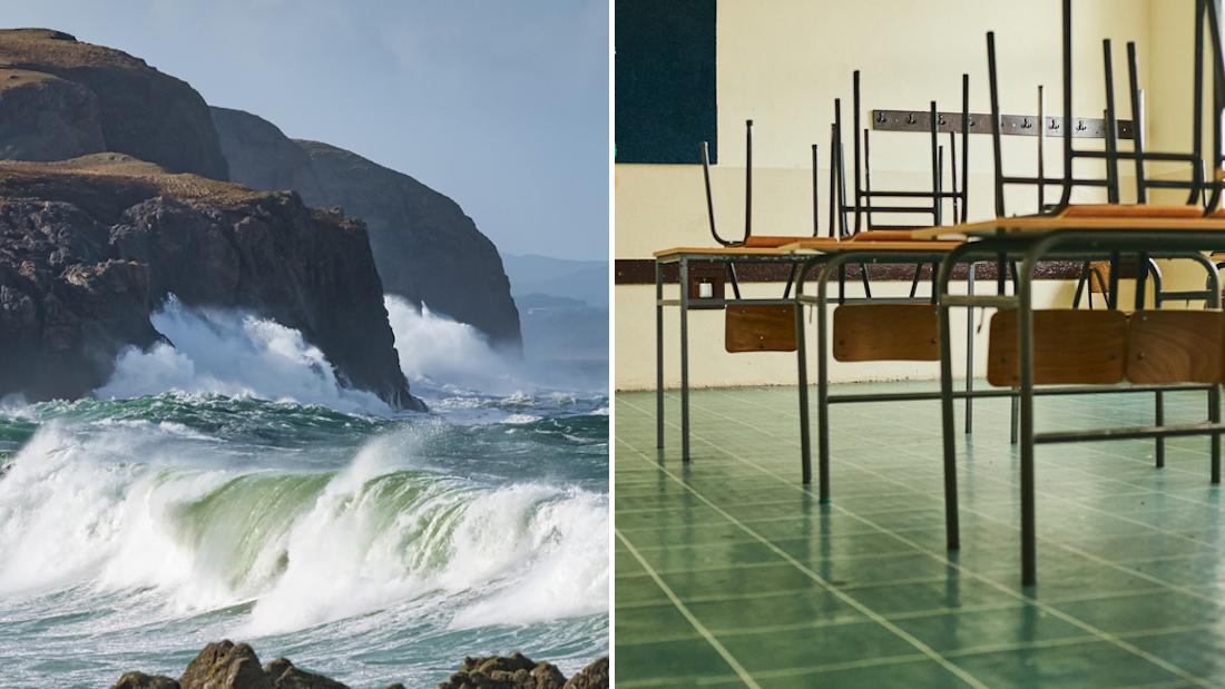 Schools in a Red or Orange alert area should remain closed tomorrow