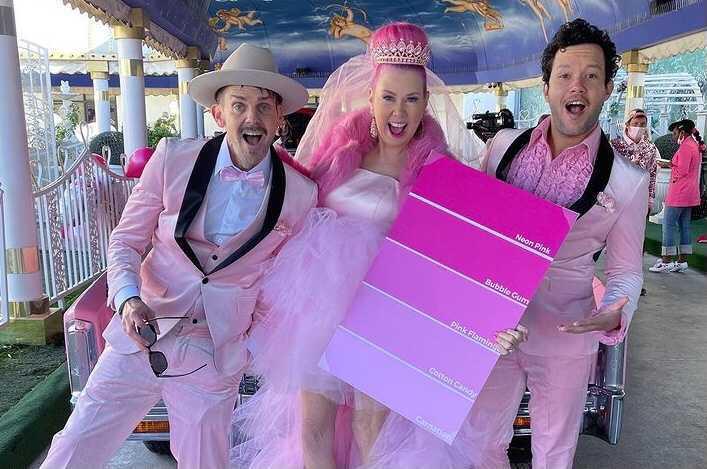 A woman has gotten married to the colour pink
