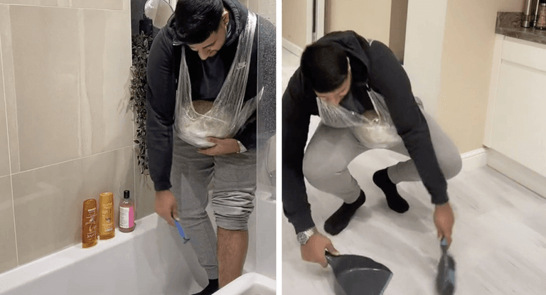 WATCH: Man tries on pregnancy bump and literally cannot function